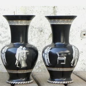 Estate Pair Rialto English Porcelain Vases Classic